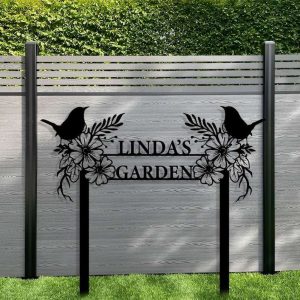 Personalized Birds Perching Tree Flower Lawn Yard Stakes Garden Custom Metal Sign 1