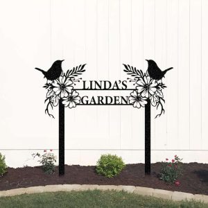 Personalized Birds Perching Tree Flower Lawn Yard Stakes Garden Custom Metal Sign 2