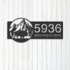 Personalized Bison Buffalo on Mountain Address Sign House Number Plaque Custom Metal Sign 3