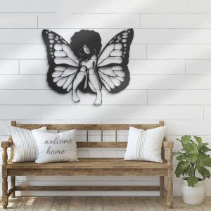 Personalized Black Girl Magic Butterfly Decorative Garden African Woman Custom Metal Sign