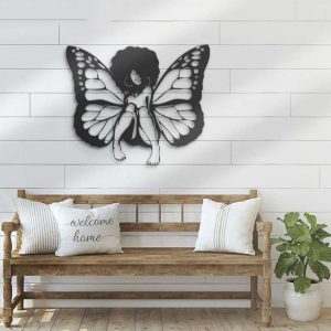 Personalized Black Girl Magic Butterfly Decorative Garden African Woman Custom Metal Sign 1