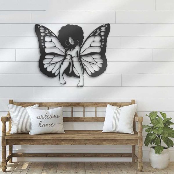 Personalized Black Girl Magic Butterfly Decorative Garden African Woman Custom Metal Sign