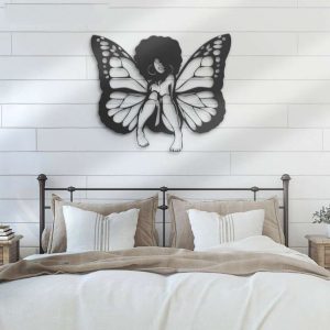 Personalized Black Girl Magic Butterfly Decorative Garden African Woman Custom Metal Sign 2