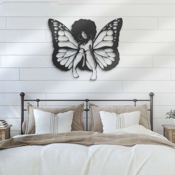 Personalized Black Girl Magic Butterfly Decorative Garden African Woman Custom Metal Sign