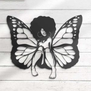 Personalized Black Girl Magic Butterfly Decorative Garden African Woman Custom Metal Sign