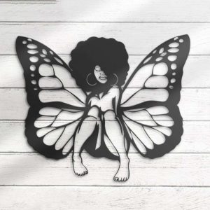 Personalized Black Girl Magic Butterfly Decorative Garden African Woman Custom Metal Sign 3