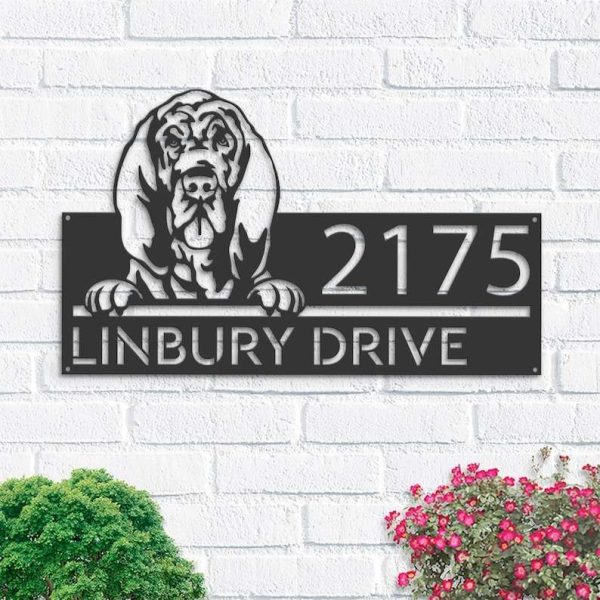 Personalized Bloodhound Dog Cute Puppy Address Sign House Number Plaque Custom Metal Sign