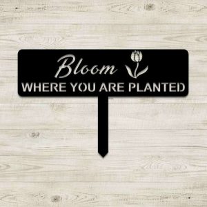 Personalized Bloom Where You Are Planted Tulip Flower Garden Decorative Custom Metal Sign