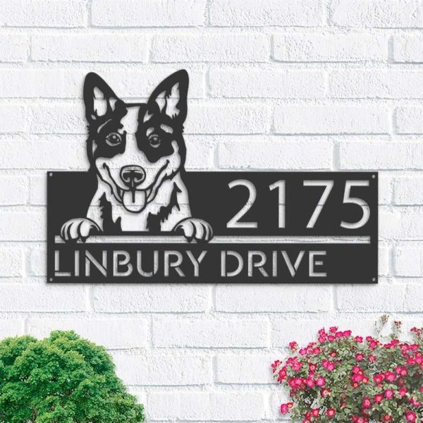 Personalized Blue Heeler Dog Australian Cattle Cute Puppy Address Sign House Number Plaque Custom Metal Sign