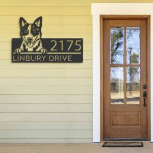 Personalized Blue Heeler Dog Australian Cattle Cute Puppy Address Sign House Number Plaque Custom Metal Sign 2