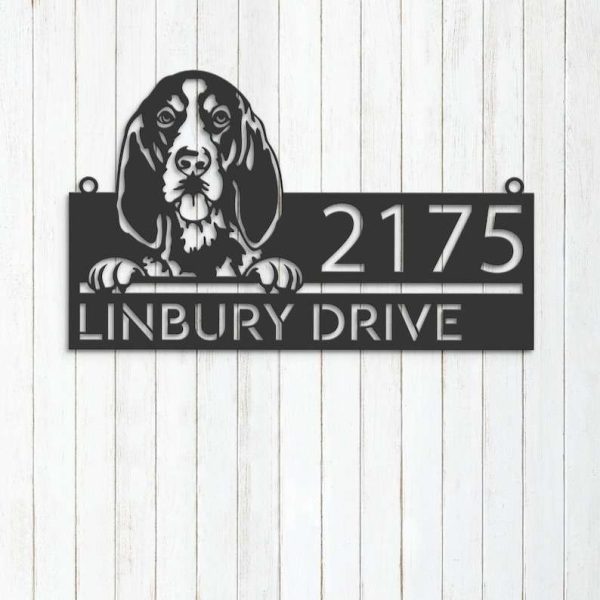 Personalized Bluetick Coonhound Dog Cute Puppy Address Sign House Number Plaque Custom Metal Sign