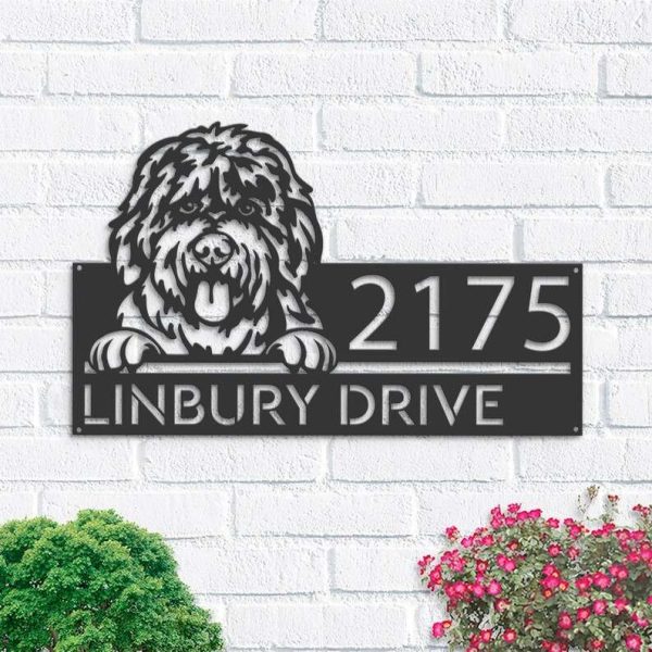 Personalized Bobtail Dog Cute Puppy Address Sign House Number Plaque Custom Metal Sign