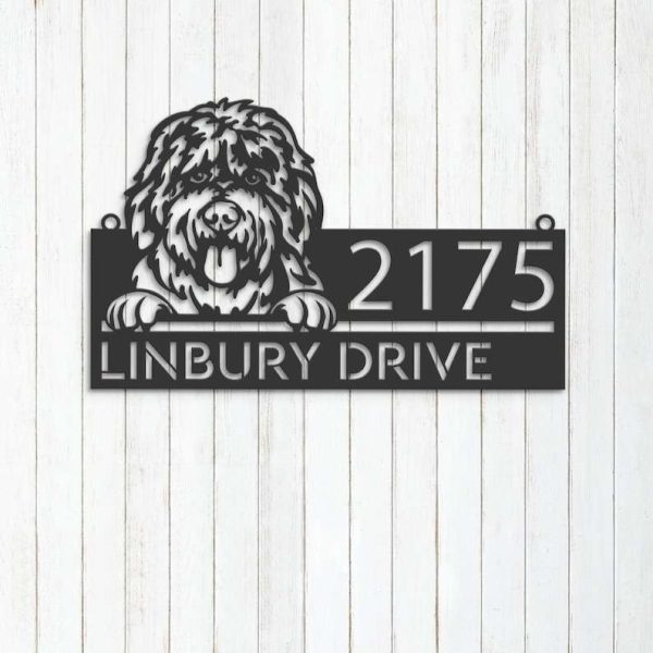 Personalized Bobtail Dog Cute Puppy Address Sign House Number Plaque Custom Metal Sign