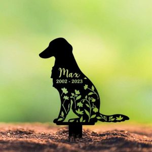 Personalized Borzoi Dog Memorial Sign Yard Stakes Floral Borzoi Dog Grave Marker Cemetery Decor Custom Metal Sign 1