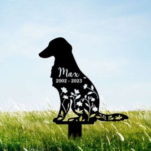 Personalized Borzoi Dog Memorial Sign Yard Stakes Floral Borzoi Dog Grave Marker Cemetery Decor Custom Metal Sign 2