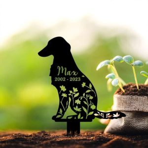 Personalized Borzoi Dog Memorial Sign Yard Stakes Floral Borzoi Dog Grave Marker Cemetery Decor Custom Metal Sign 3