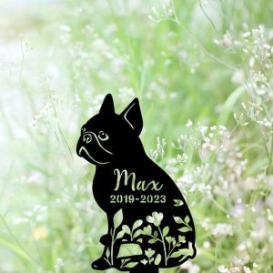 Personalized Boston Terrier Dog Memorial Sign Yard Stakes Floral Boston Terrier Grave Marker Cemetery Decor Custom Metal Sign 2