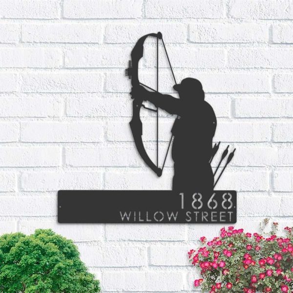 Personalized Bow Hunting Bowhunter Archer Address Sign House Number Plaque Custom Metal Sign