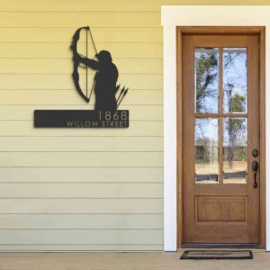 Personalized Bow Hunting Bowhunter Archer Address Sign House Number Plaque Custom Metal Sign 2