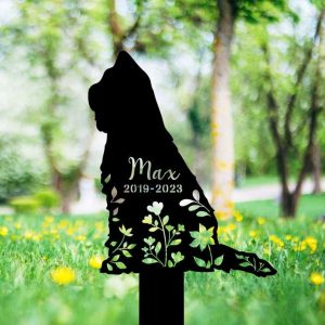 Personalized Briard Dog Memorial Sign Yard Stakes Floral Briard Dog Grave Marker Cemetery Decor Custom Metal Sign