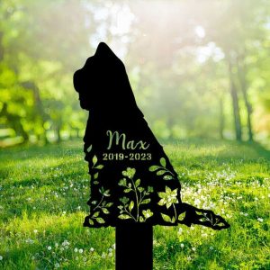 Personalized Briard Dog Memorial Sign Yard Stakes Floral Briard Dog Grave Marker Cemetery Decor Custom Metal Sign 2