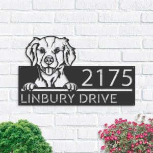 Personalized Brittany Spaniel Dog Cute Puppy Address Sign House Number Plaque Custom Metal Sign 1