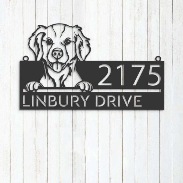 Personalized Brittany Spaniel Dog Cute Puppy Address Sign House Number Plaque Custom Metal Sign