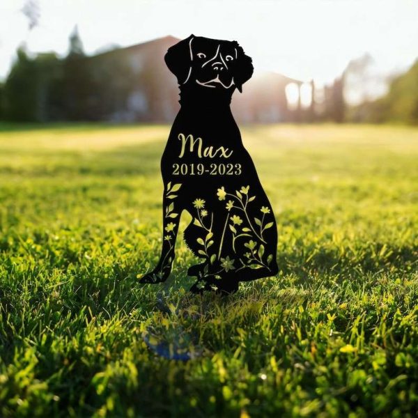 Personalized Brittanys Dog Memorial Sign Yard Stakes Floral Brittanys Dog Grave Marker Cemetery Decor Custom Metal Sign