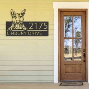 Personalized Bull Terrier Dog Cute Puppy Address Sign House Number Plaque Custom Metal Sign 2