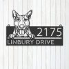 Personalized Bull Terrier Dog Cute Puppy Address Sign House Number Plaque Custom Metal Sign 3