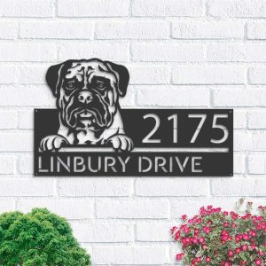 Personalized Bullmastiff Dog Cute Puppy Address Sign House Number Plaque Custom Metal Sign 1