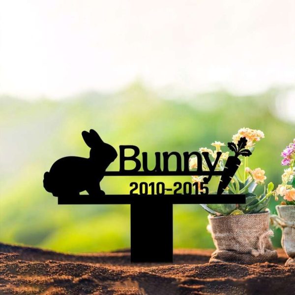 Personalized Bunny Memorial Sign Yard Stakes Grave Marker Cemetery Decor Custom Metal Sign