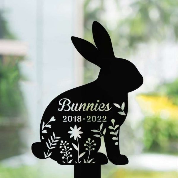 Personalized Bunny Memorial Sign Yard Stakes Grave Marker Cemetery Decor Custom Metal Sign