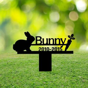 Personalized Bunny Memorial Sign Yard Stakes Grave Marker Cemetery Decor Custom Metal Sign