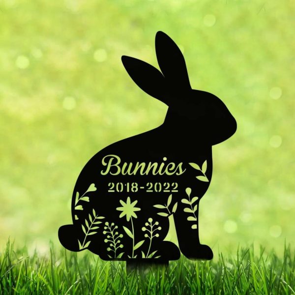 Personalized Bunny Memorial Sign Yard Stakes Grave Marker Cemetery Decor Custom Metal Sign