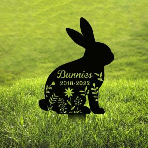 Personalized Bunny Memorial Sign Yard Stakes Grave Marker Cemetery Decor Custom Metal Sign 4 1