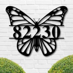 Personalized Butterfly Address Sign House Number Plaque Custom Metal Sign