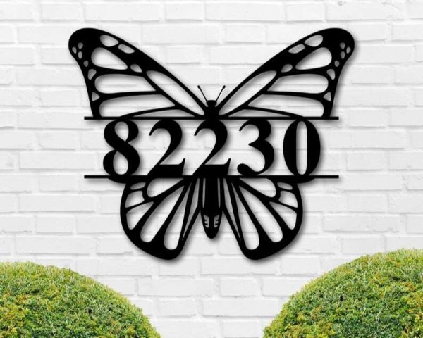 Personalized Butterfly Address Sign House Number Plaque Custom Metal Sign