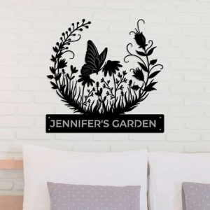 Personalized Butterfly Flower Garden Decorative Custom Metal Sign Housewarming Gift 2