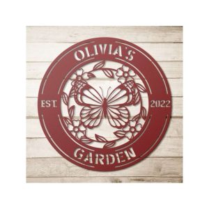 Personalized Butterfly Garden Decorative Custom Metal Sign Housewarming Gift