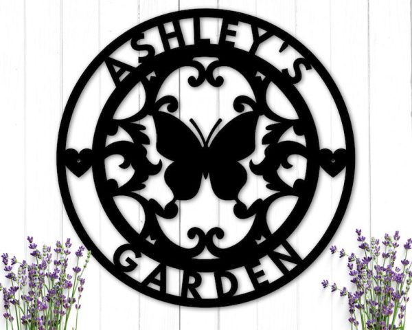 Personalized Butterfly Garden Fence Lawn Yard Decorative Custom Metal Sign Housewarming Gift