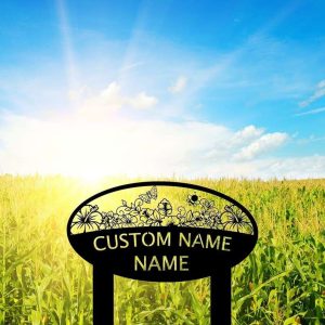 Personalized Butterfly Garden Floral Bee Yard Stakes Decorative Garden Custom Metal Sign