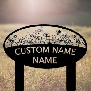 Personalized Butterfly Garden Floral Bee Yard Stakes Decorative Garden Custom Metal Sign 3