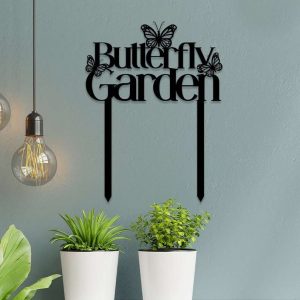 Personalized Butterfly Garden Yard Stakes Decorative Custom Metal Sign