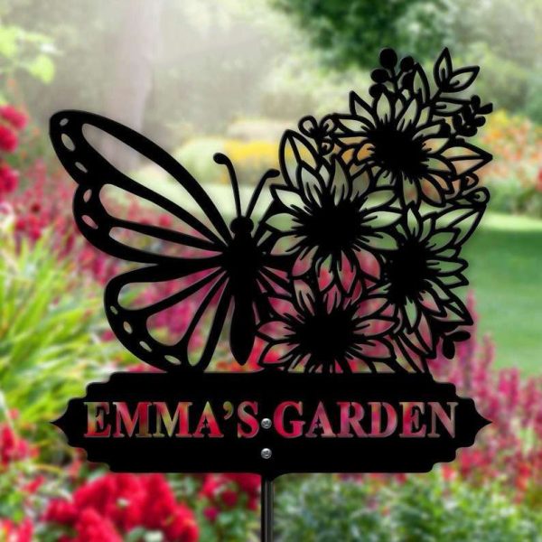 Personalized Butterfly Garden Yard Stakes Decorative Custom Metal Sign