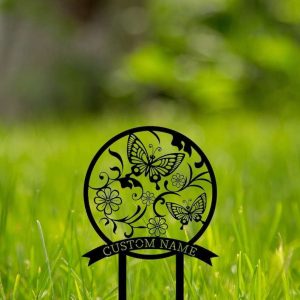Personalized Butterfly Garden Yard Stakes Decorative Custom Metal Sign
