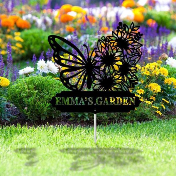 Personalized Butterfly Garden Yard Stakes Decorative Custom Metal Sign