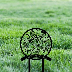 Personalized Butterfly Garden Yard Stakes Decorative Custom Metal Sign