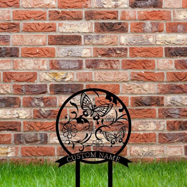 Personalized Butterfly Garden Yard Stakes Decorative Custom Metal Sign