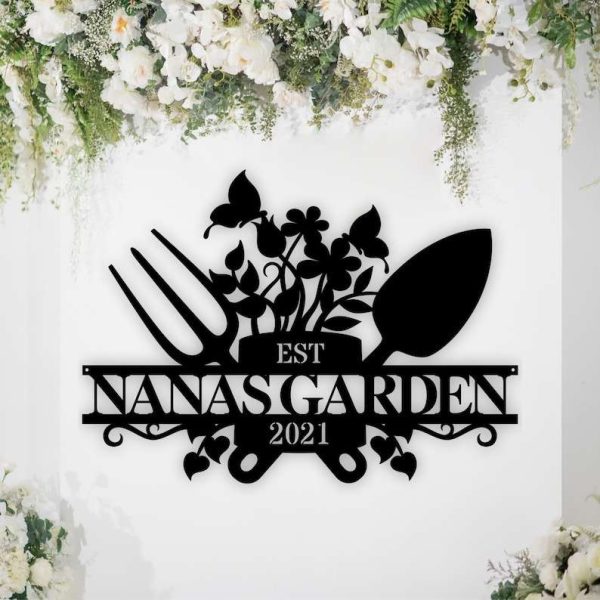 Personalized Butterfly Garden with Garden Tools Decorative Custom Metal Sign